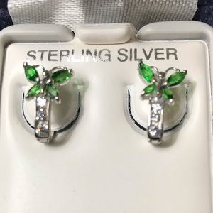 Emerald and Sterling Earrings